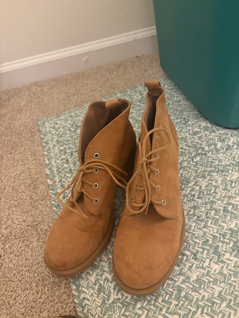 Women's Tan Suede Lace-Up Ankle Boots